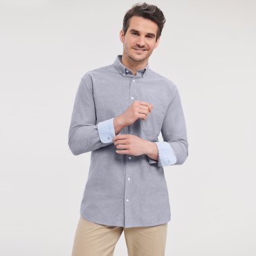 Camisa Oxford de manga larga con bolsillo hombre R-920m-0