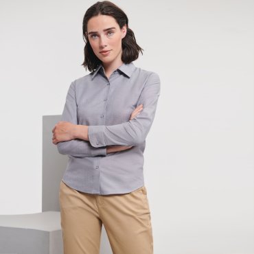 Camisa Oxford de manga larga mujer R-932f-0