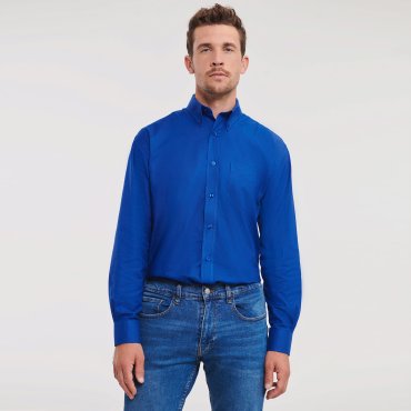Camisa Oxford de manga larga con bolsillo hombre R-932m-0