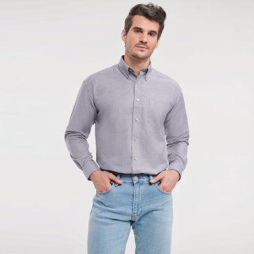 Camisa Oxford de manga larga con bolsillo hombre R-932m-0