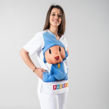 Casaca sanitaria estampada unisex Pocoyo