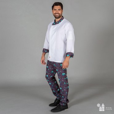 Pantalón de cocinero estampado reciclado unisex Planet