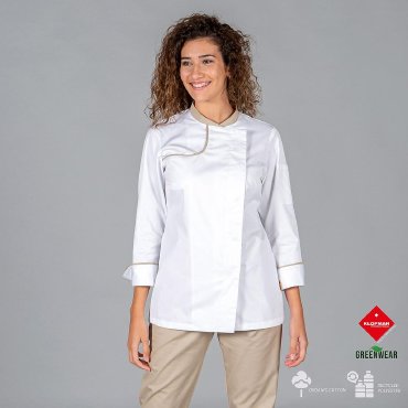 Chaqueta cocina manga larga combinada reciclada mujer Anaya