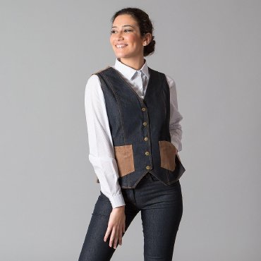 Chaleco denim combinado mujer Baena