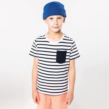 Camiseta de rayas con bolsillo niño K379