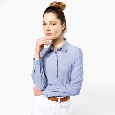 Camisa Oxford manga larga mujer K534