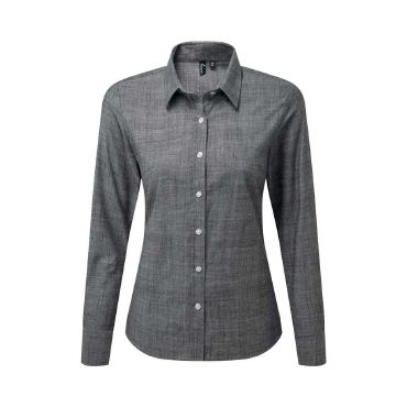 Camisa de manga larga mujer Slub Chambray