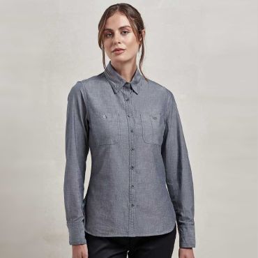 Camisa orgánica de manga larga mujer Chambray