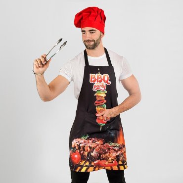 Delantal con peto estampado Barbacoa