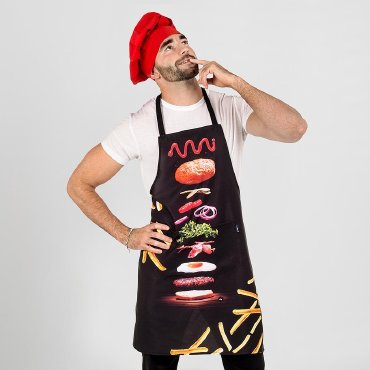 Delantal con peto estampado Hamburguesa