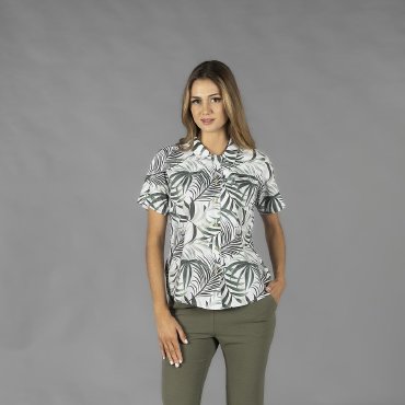 Camisa estampada manga corta mujer Hawaiana