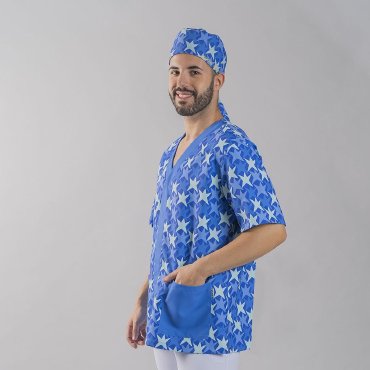 Casaca sanitaria estampada Cometas unisex Agatha