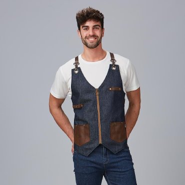 Chaleco vaquero y piel unisex Kurume