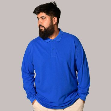 Polo talla grande manga larga hombre Pora210lks