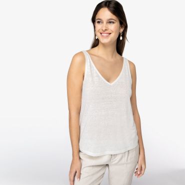 Camiseta de tirantes de lino mujer NS343