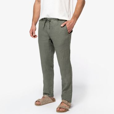 Pantalón de lino efecto lavado hombre NS732